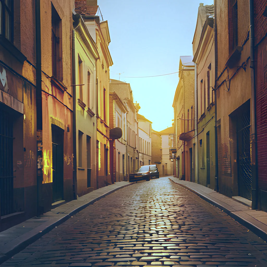 City street relit to warm golden hour by typing a prompt
