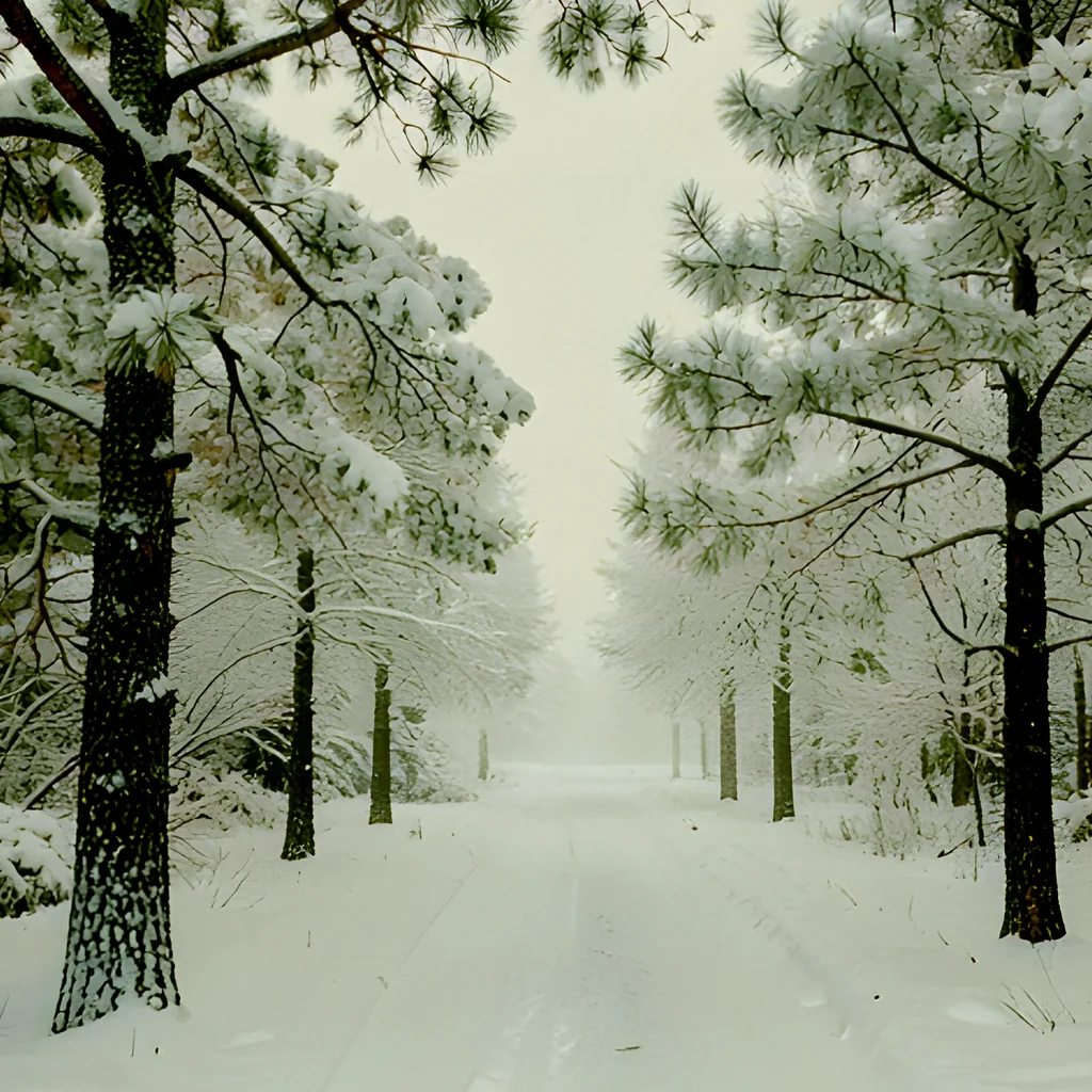 A summer path turned into a snowy winter scene by typing a prompt