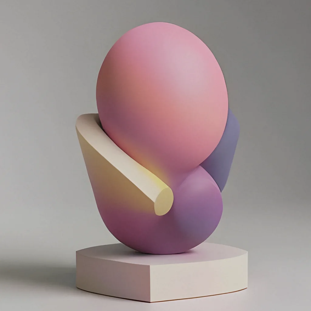 A glossy 3D sculpture in a pink and violet gradient, generated on-device with Image Studio